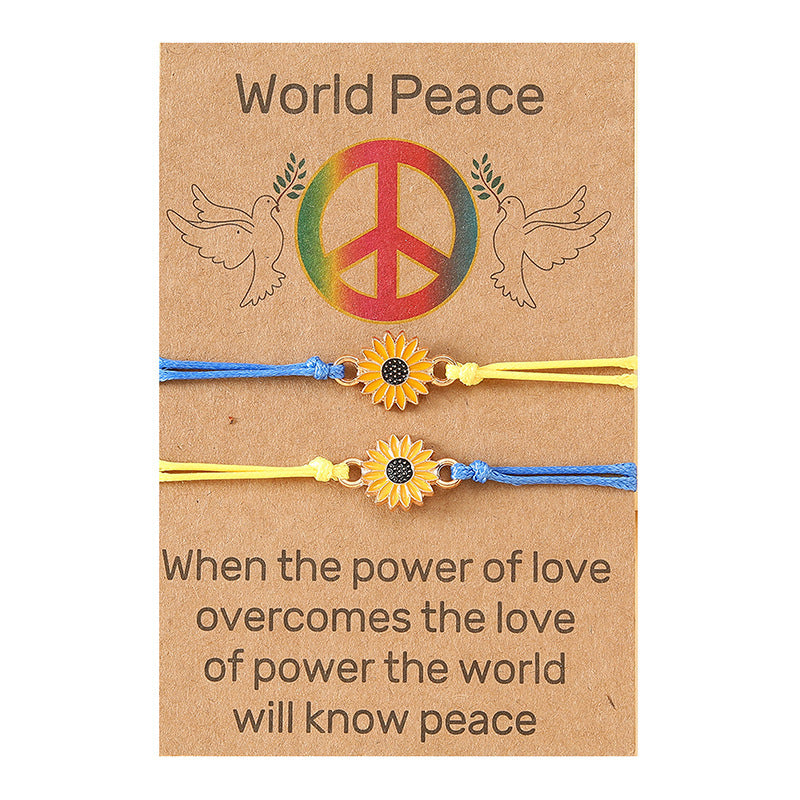 Pulsera hecha a mano de la aleación de la bandera ucraniana de la flor al por mayor